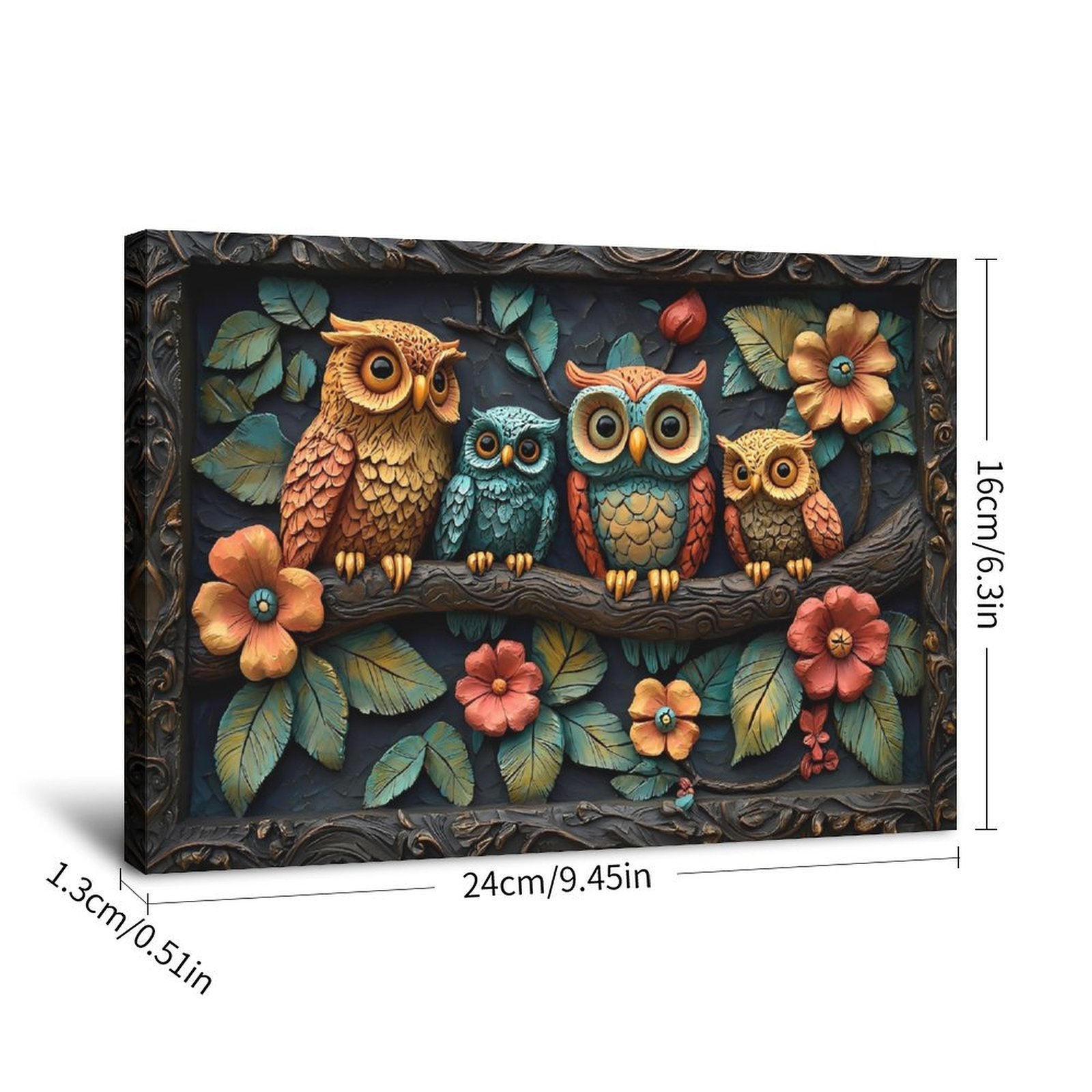 Owl Family — Oresh textured canvas print detail
