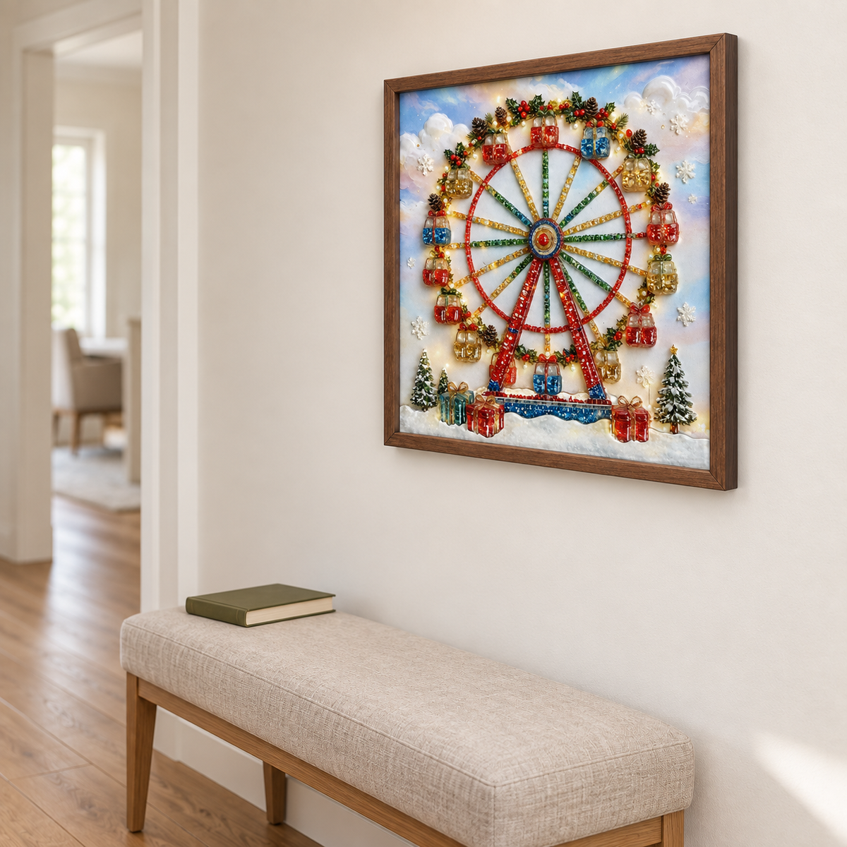 Christmas Ferris Wheel framed UV-relief art — 06 wall medium
