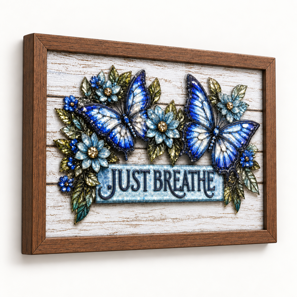 Just Breathe Butterflies framed UV-relief art — 02 斜角浮雕