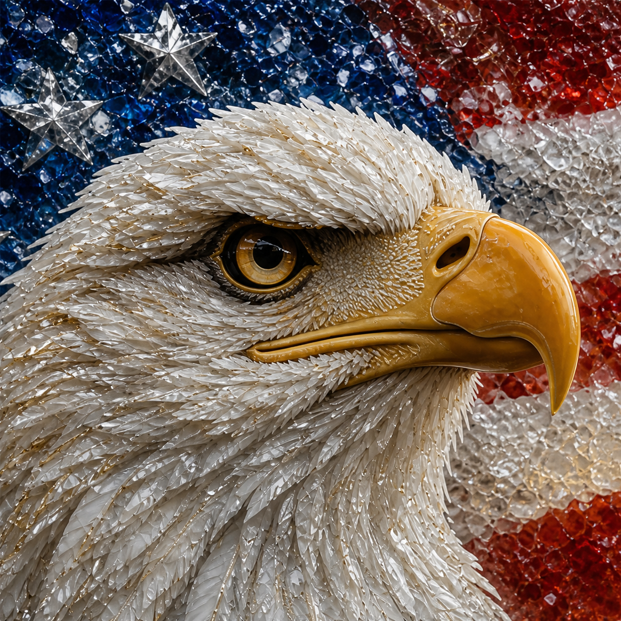 Bald Eagle framed relief art — relief lighting view