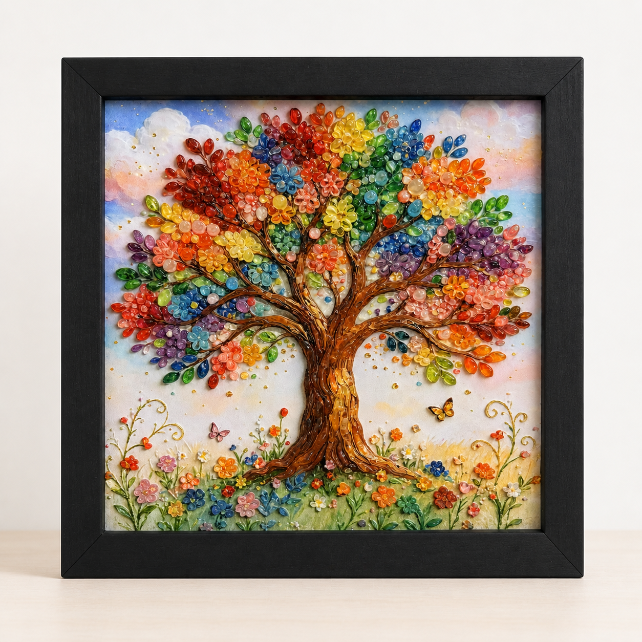 Tree of Life framed relief art — front view