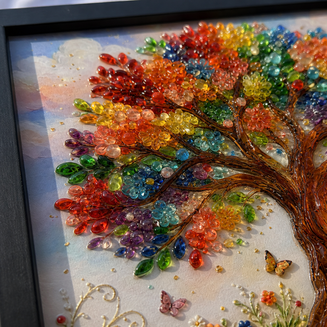Tree of Life framed relief art — relief detail