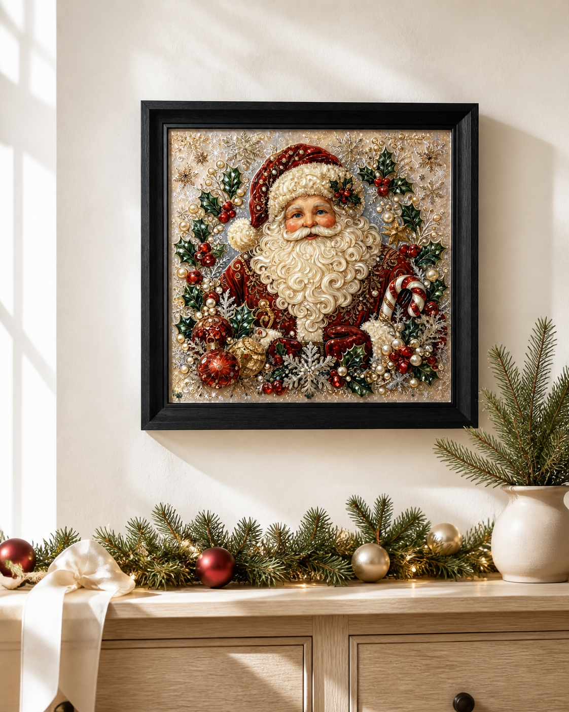 Santa Claus framed relief art — lifestyle view