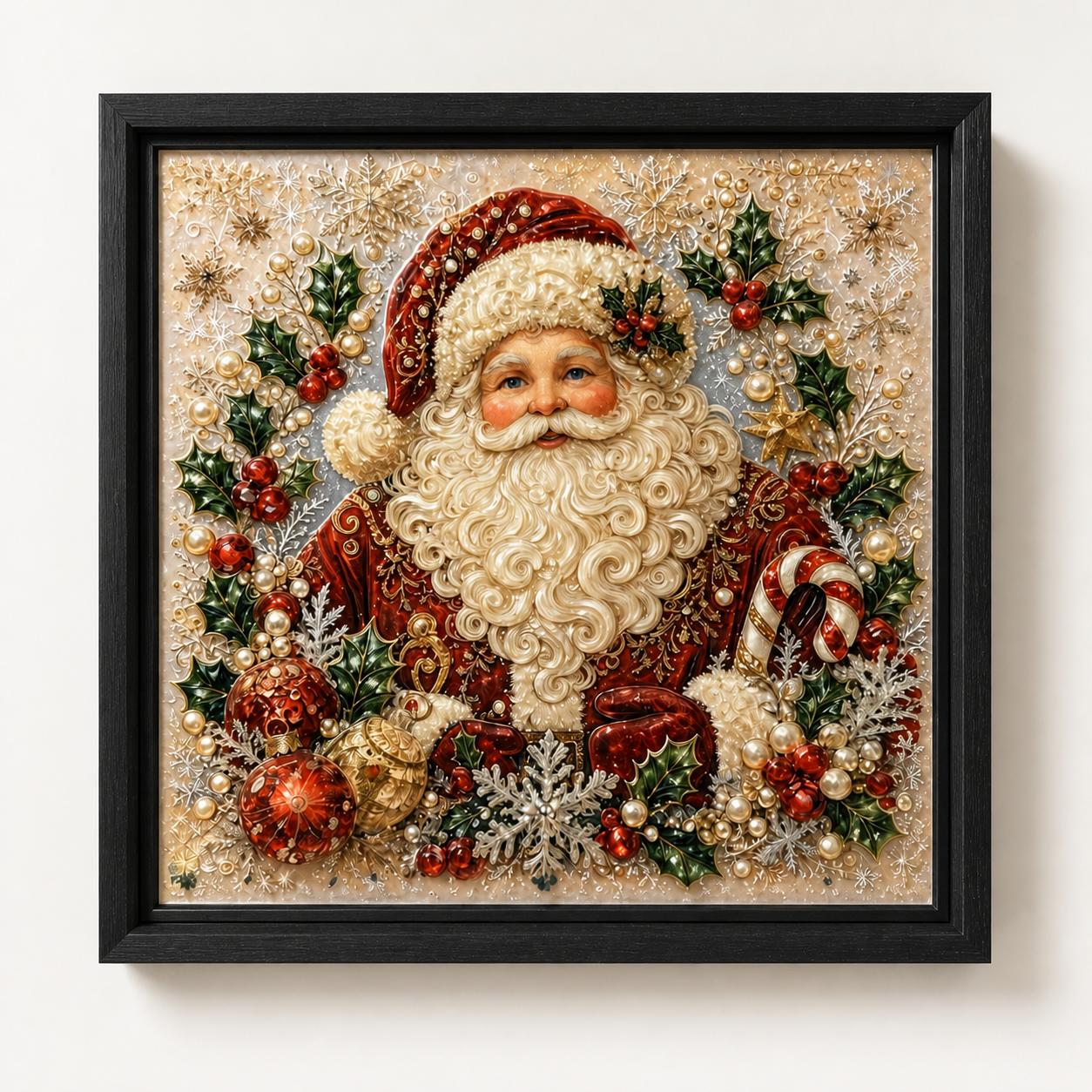 Santa Claus framed relief art — front view