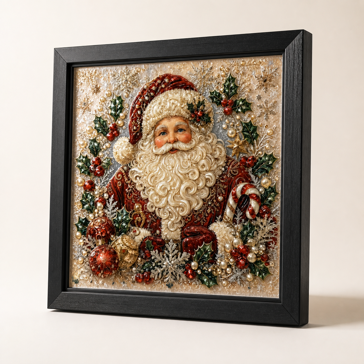 Santa Claus framed relief art — relief lighting view