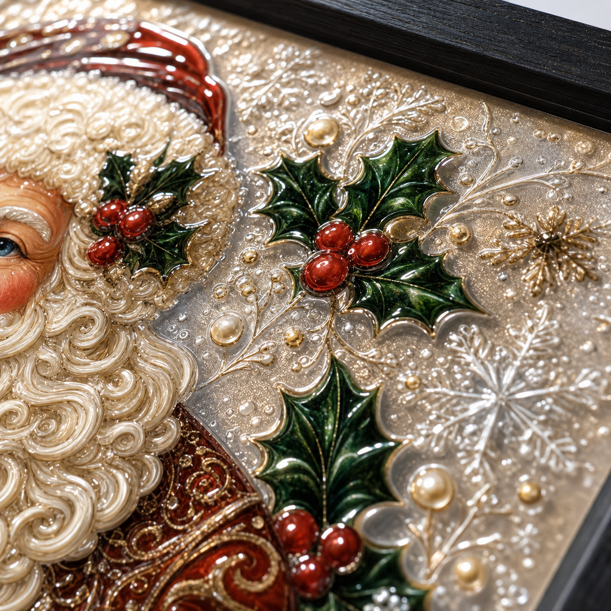 Santa Claus framed relief art — relief detail