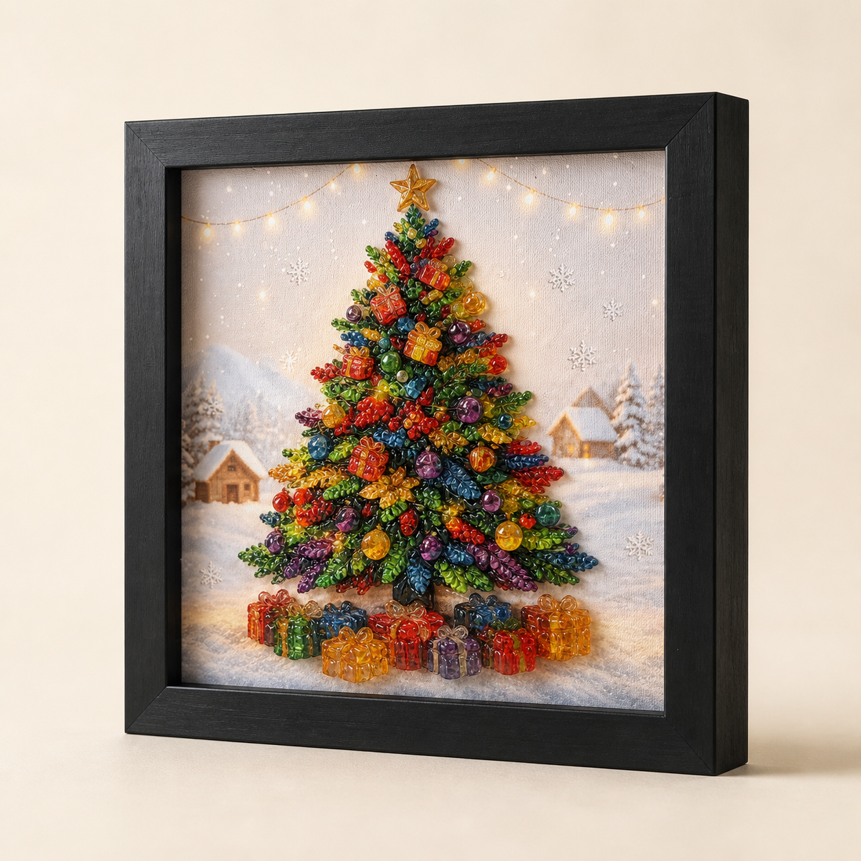 Christmas Tree framed relief art — relief lighting view