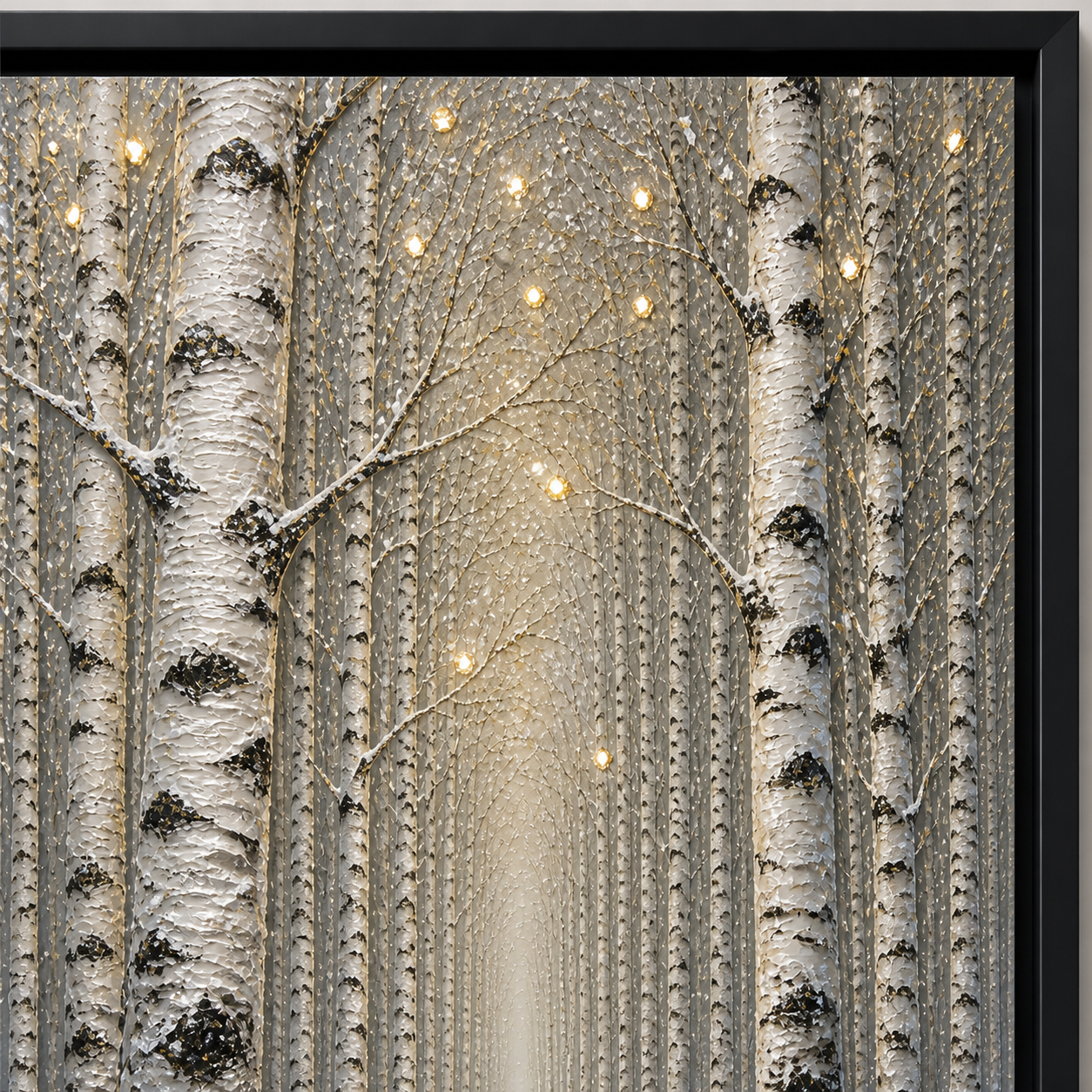 Birch Forest Fox framed relief art — close-up detail