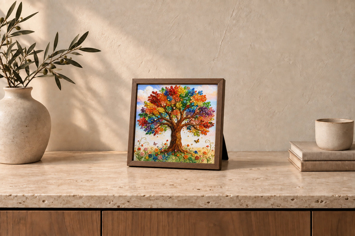 Tree of Life in Light Walnut, 20 by 20 cm, illustrative room scale view