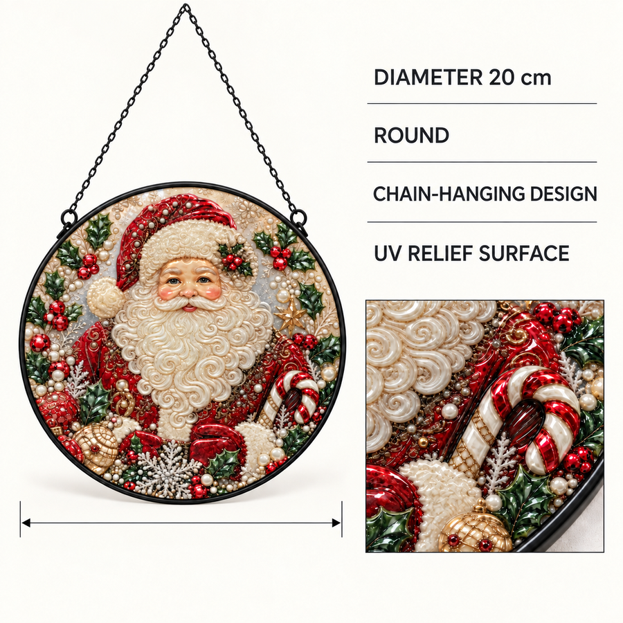 20 cm specifications of Classic Santa Holly round hanging art