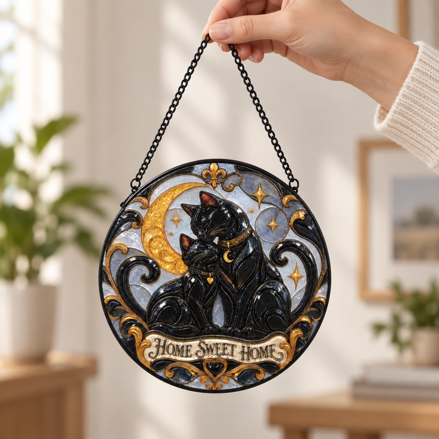Handheld size view of Home Sweet Home round hanging art