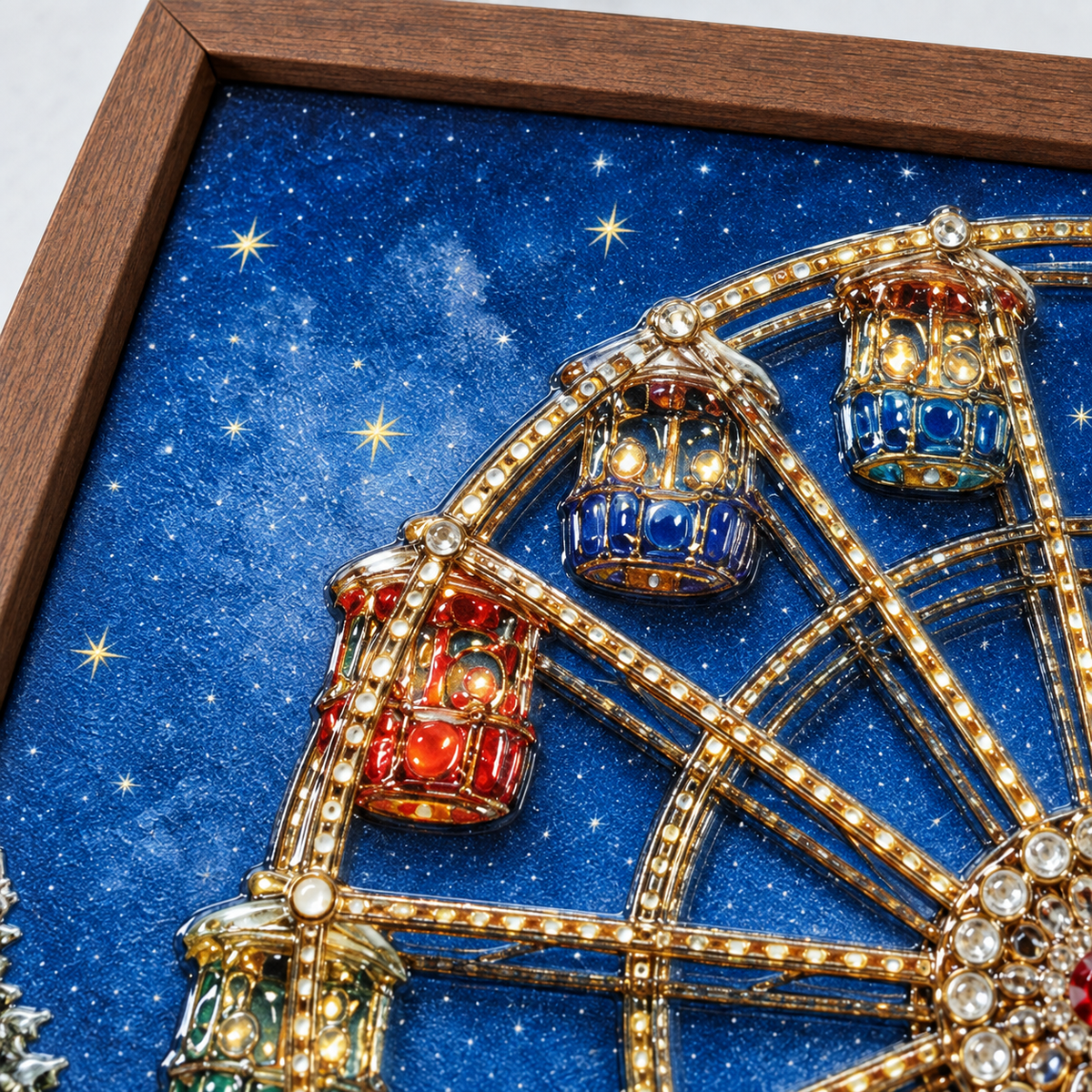 Starlit Christmas Ferris Wheel framed UV-relief art — exec 5ae7e856 8270 4e5d 9fcd 3da26935513e