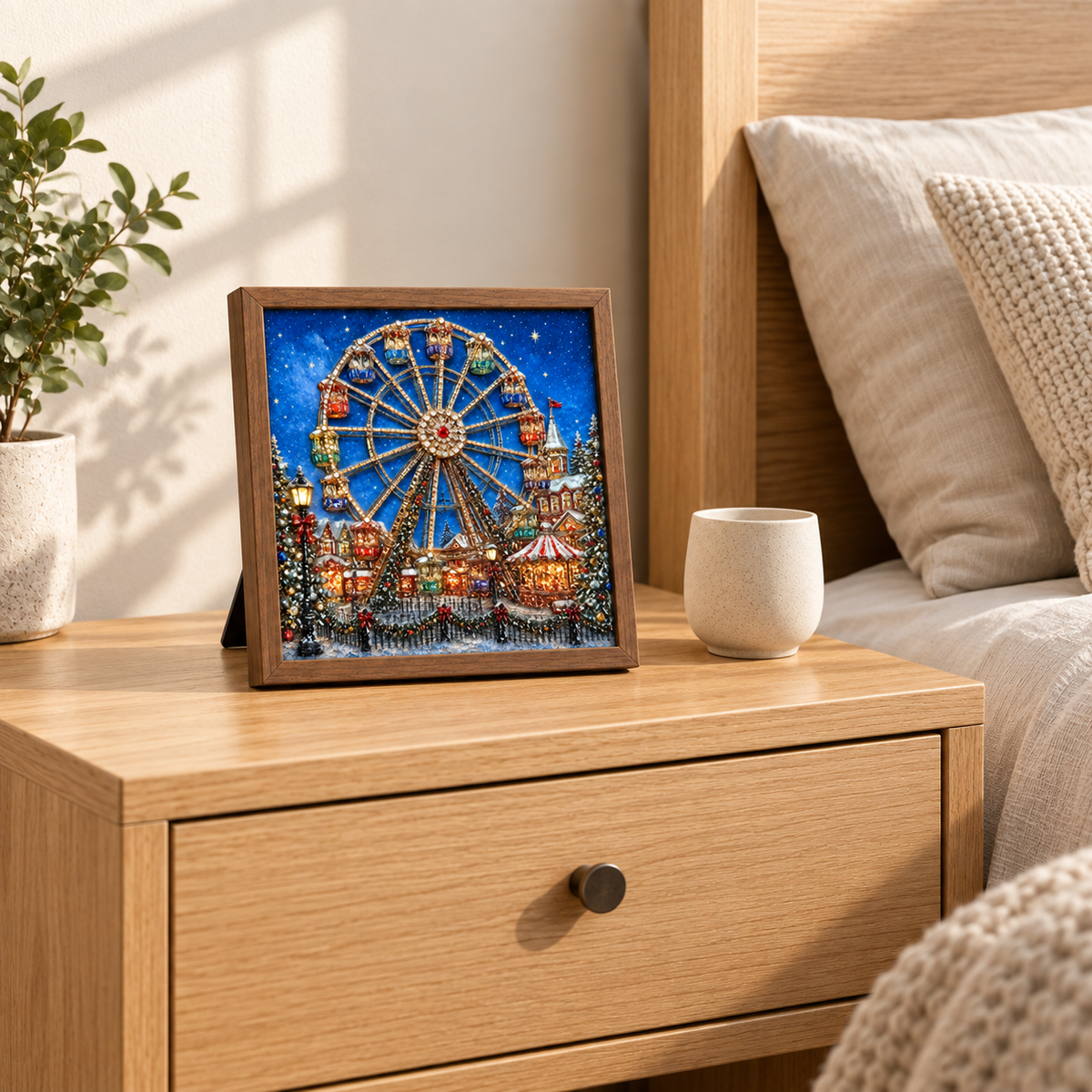 Starlit Christmas Ferris Wheel framed UV-relief art — exec 79249ba4 8221 4141 9439 ed82aa355995