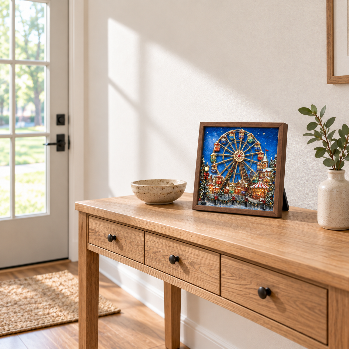Starlit Christmas Ferris Wheel framed UV-relief art — exec 06992b79 4d6b 47b7 bad0 05ec0f0b7a3c