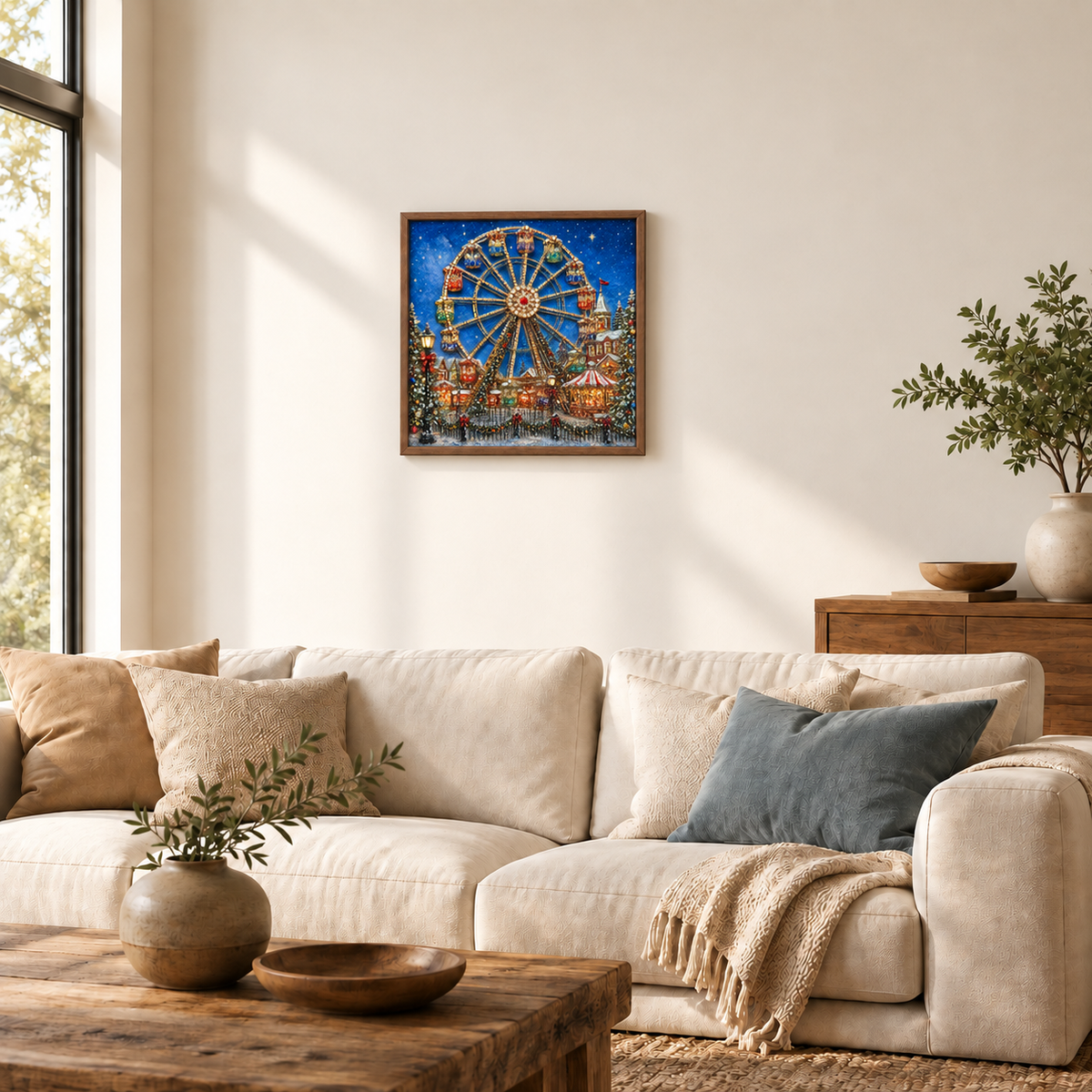 Starlit Christmas Ferris Wheel framed UV-relief art — exec f07a865b 42d0 486f 9f71 80d8233aa7fa